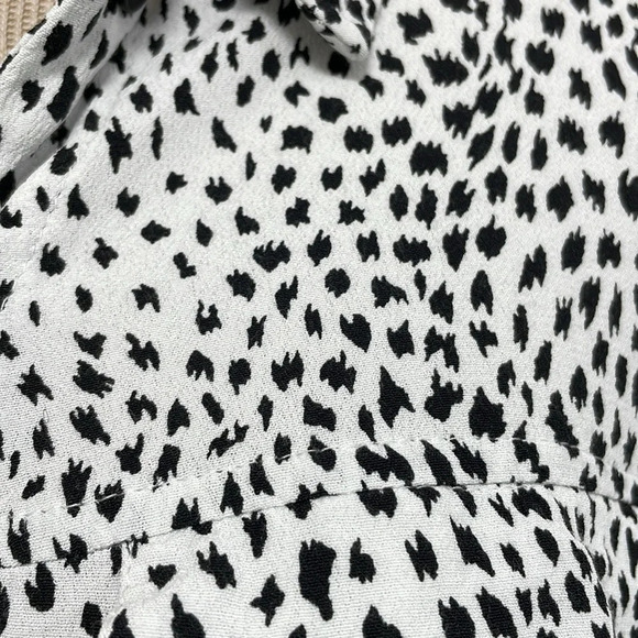 Topshop Shirt Dress Women's 8 Black White Leopard Print Button Up Retro - Picture 8 of 15